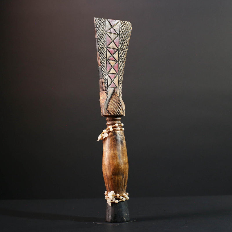 African fertility doll female sculpture wood carving with beads tribal art rustic home decor tall figure ancestral statue gift for her-G5529