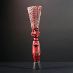 African red fertility figure baule tribal female carving with scarification hand carved wood rustic sculpture gift for her home decor-G5525