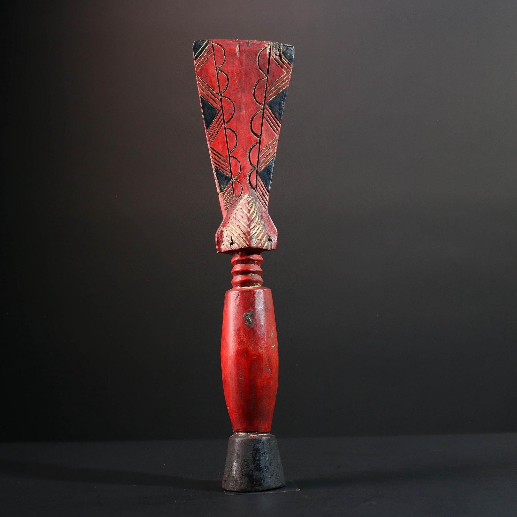 African red fertility figure baule tribal female carving with scarification hand carved wood rustic sculpture gift for her home decor-G5525
