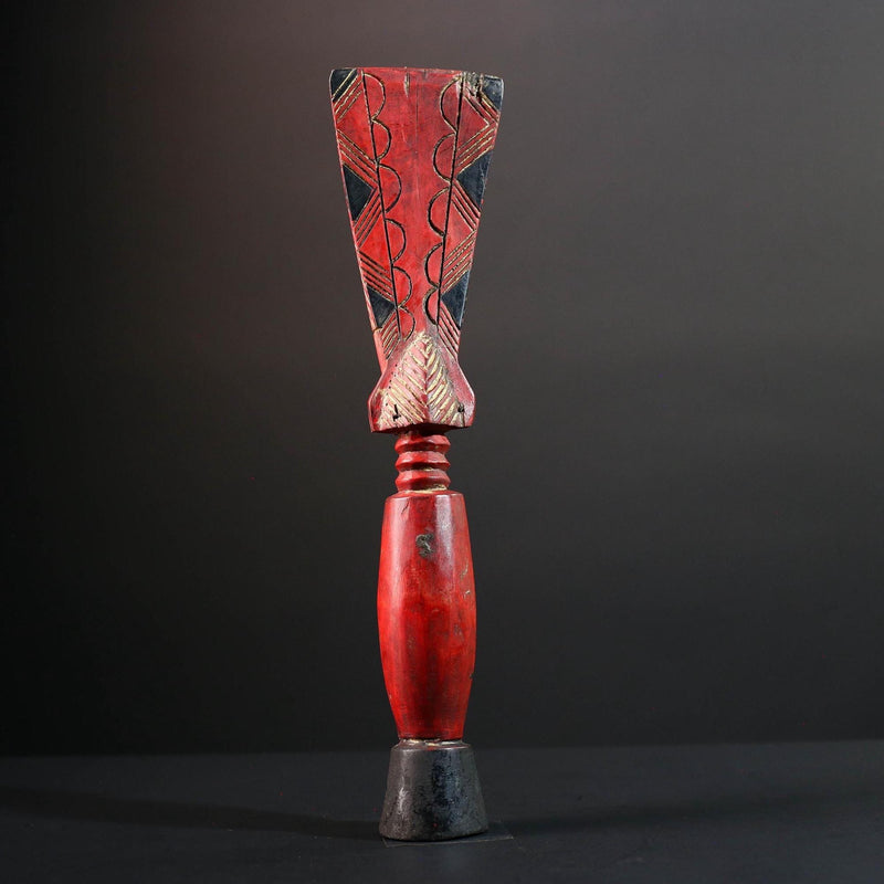 African red fertility figure baule tribal female carving with scarification hand carved wood rustic sculpture gift for her home decor-G5525