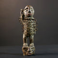 African Nkisi Nkondi power figure nailed wood sculpture tribal Congo charm protective fetish carving ritual totem symbolic nail statue-G5372