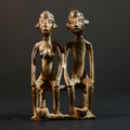 African bronze couple statue tribal seated figures handmade bronze Lobi Baule style fertility altar sculpture spiritual ethnic decor-G5368
