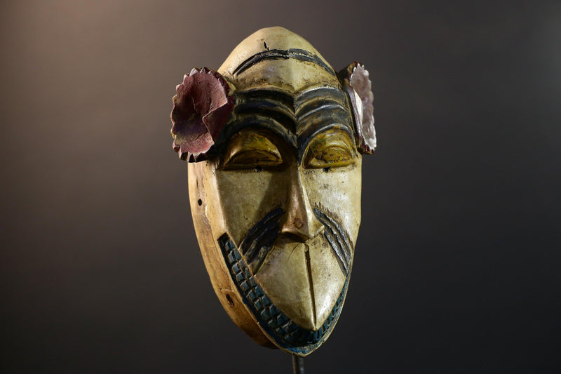 African tribal mask carved wood wall decor painted face mask ethnic spirit art ceremonial sculpture handmade tribal face Congo decor-G5363
