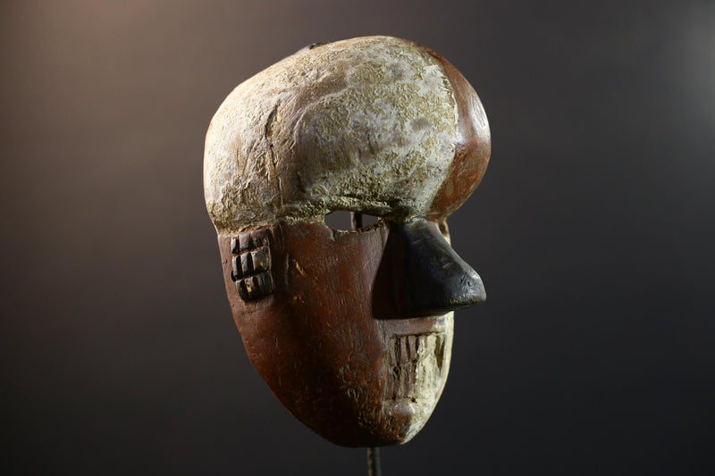 African Grebo mask warrior face split tone tribal wall art carved wood spirit mask handmade sculpture ethnic decor ceremonial figure-G5361