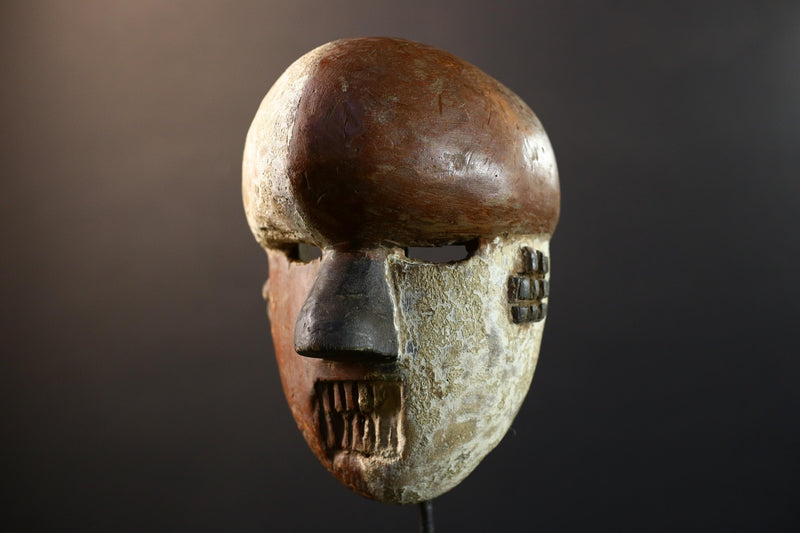 African Grebo mask warrior face split tone tribal wall art carved wood spirit mask handmade sculpture ethnic decor ceremonial figure-G5361