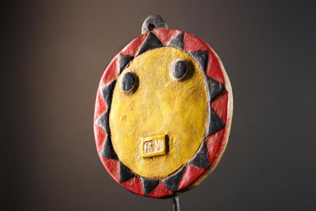 African wall decor, tribal sun mask, cultural wall mask handmade, Bwa Burkina Faso art, carved wood wall hanging, African home accent-G5377