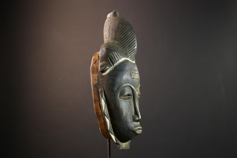 African wall decor, Guro tribal mask, Côte d’Ivoire wood art, carved ceremonial mask, cultural home accent, ethnic mask sculpture-G5379