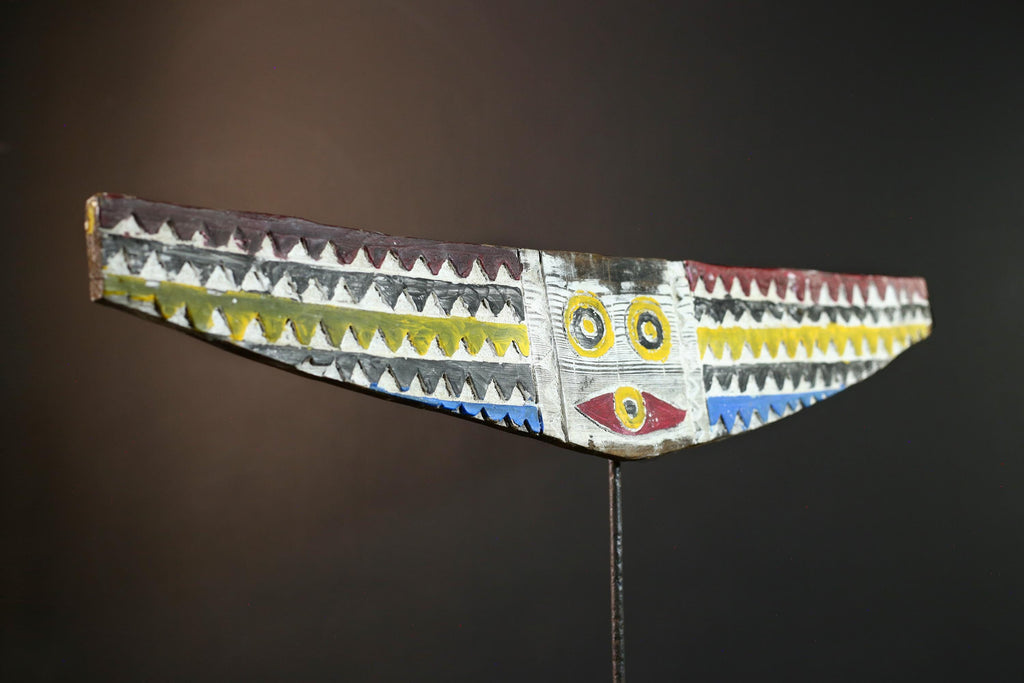 African bird mask wall art, Bwa plank hawk, Burkina Faso tribal carving, winged wood wall decor, geometric sculpture, ritual mask-G5383
