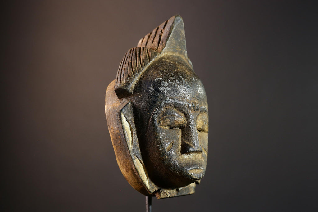 African wall decor, Lulua tribal mask from Congo, carved wood face sculpture, ancestral mask wall art, spiritual home accent piece-G5384