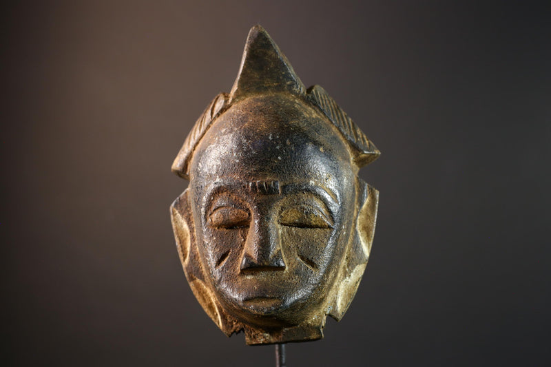 African wall decor, Lulua tribal mask from Congo, carved wood face sculpture, ancestral mask wall art, spiritual home accent piece-G5384
