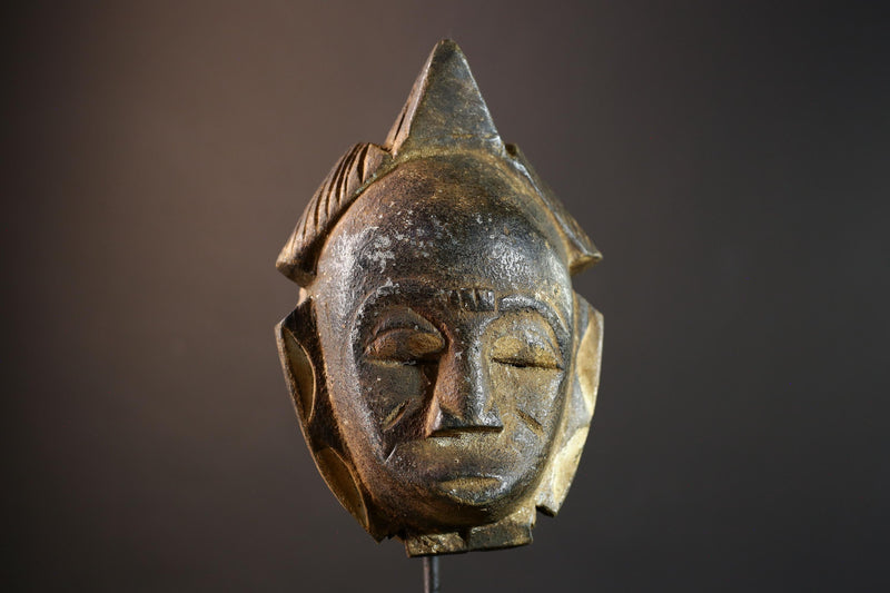 African wall decor, Lulua tribal mask from Congo, carved wood face sculpture, ancestral mask wall art, spiritual home accent piece-G5384