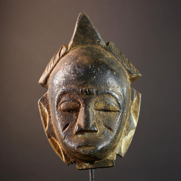 African wall decor, Lulua tribal mask from Congo, carved wood face sculpture, ancestral mask wall art, spiritual home accent piece-G5384