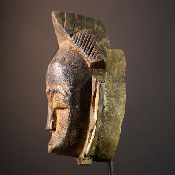 African wall decor, Lulua tribal mask from Congo, carved wood face sculpture, ancestral mask wall art, spiritual home accent piece-G5384