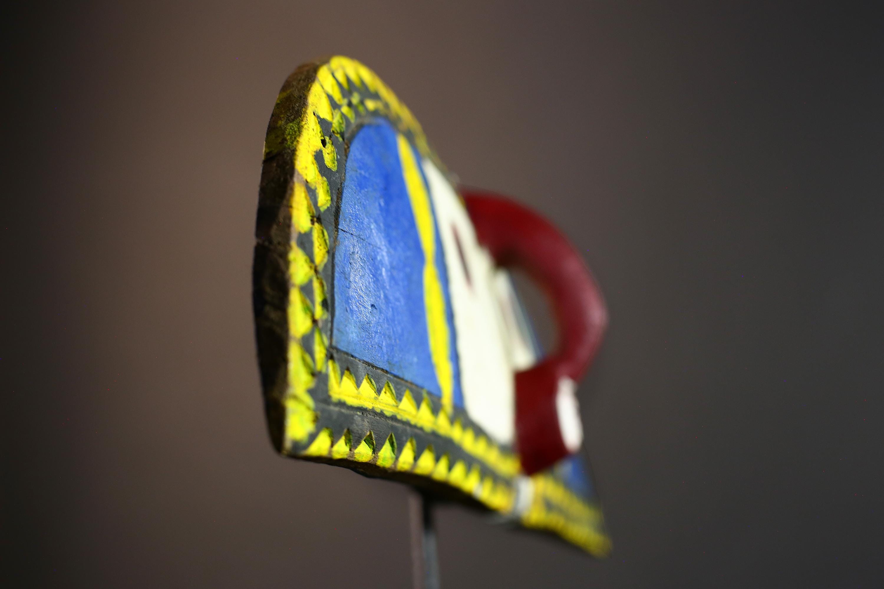 African wall decor, Bwa butterfly mask from Burkina Faso, spirit wing sculpture,tribal wood panel art, painted ceremonial wall carving-G5392