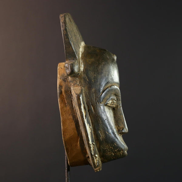 African Guro mask, ivory coast carving, tribal spirit wall decor, ceremonial African art, handcarved vintage sculpture-G5396