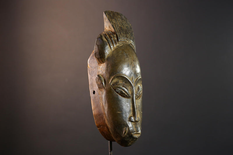 African Baule mask, tribal African face art, Baule dance mask decor, hand carved wall mask, ivory coast wooden sculpture-G5398