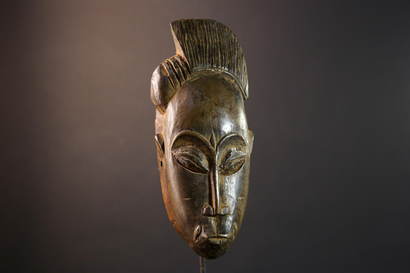 African Baule mask, tribal African face art, Baule dance mask decor, hand carved wall mask, ivory coast wooden sculpture-G5398