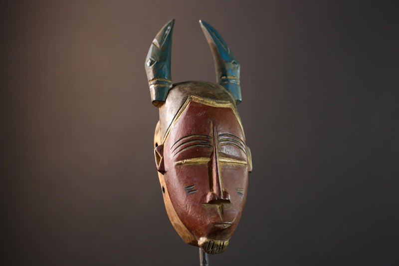 African Baule mask, portrait tribal mask, Mblo wall decor, hand carved wood mask, Ivory Coast art, African ceremonial mask-G5409