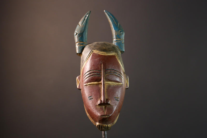 African Baule mask, portrait tribal mask, Mblo wall decor, hand carved wood mask, Ivory Coast art, African ceremonial mask-G5409