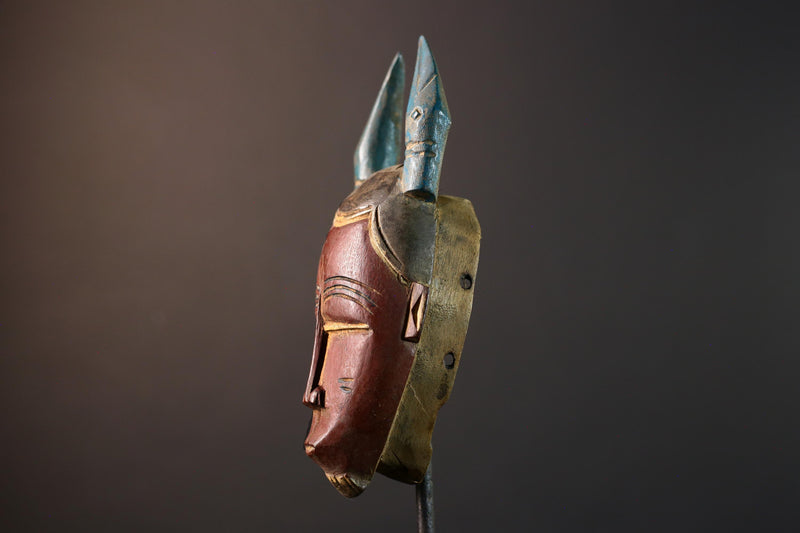 African Baule mask, portrait tribal mask, Mblo wall decor, hand carved wood mask, Ivory Coast art, African ceremonial mask-G5409
