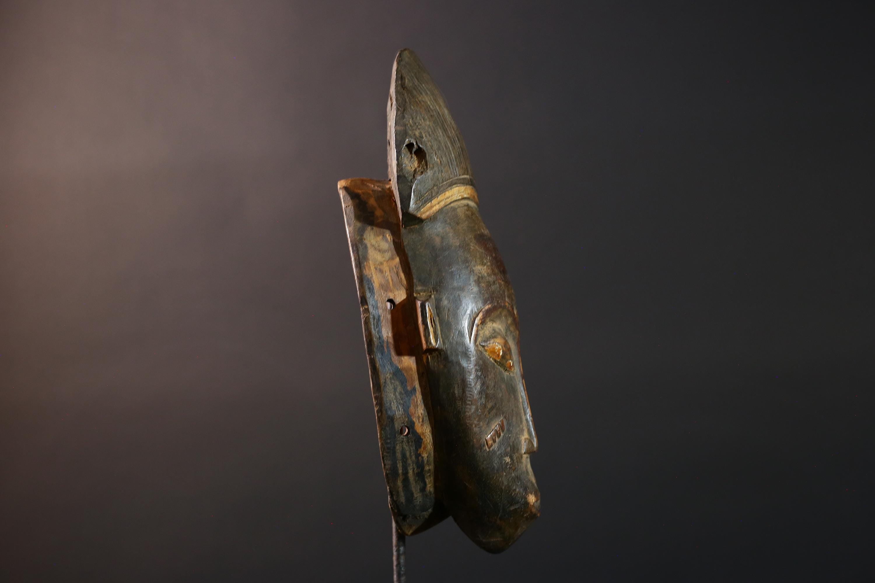 Ivory Coast mask baule african mask tribal carved portrait mask wood mblo dance mask west art vintage wall decor authentic piece-G5417