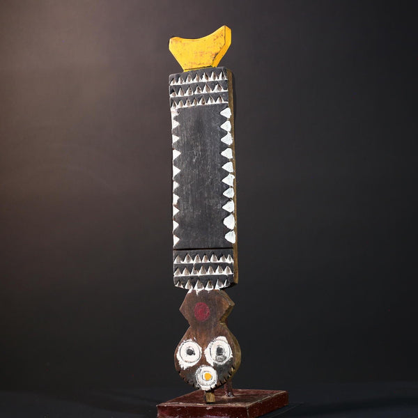 african bwa tribal wall mask black white geometric wood mask from burkina faso hand carved sculpture abstract tribal art decor-G5422