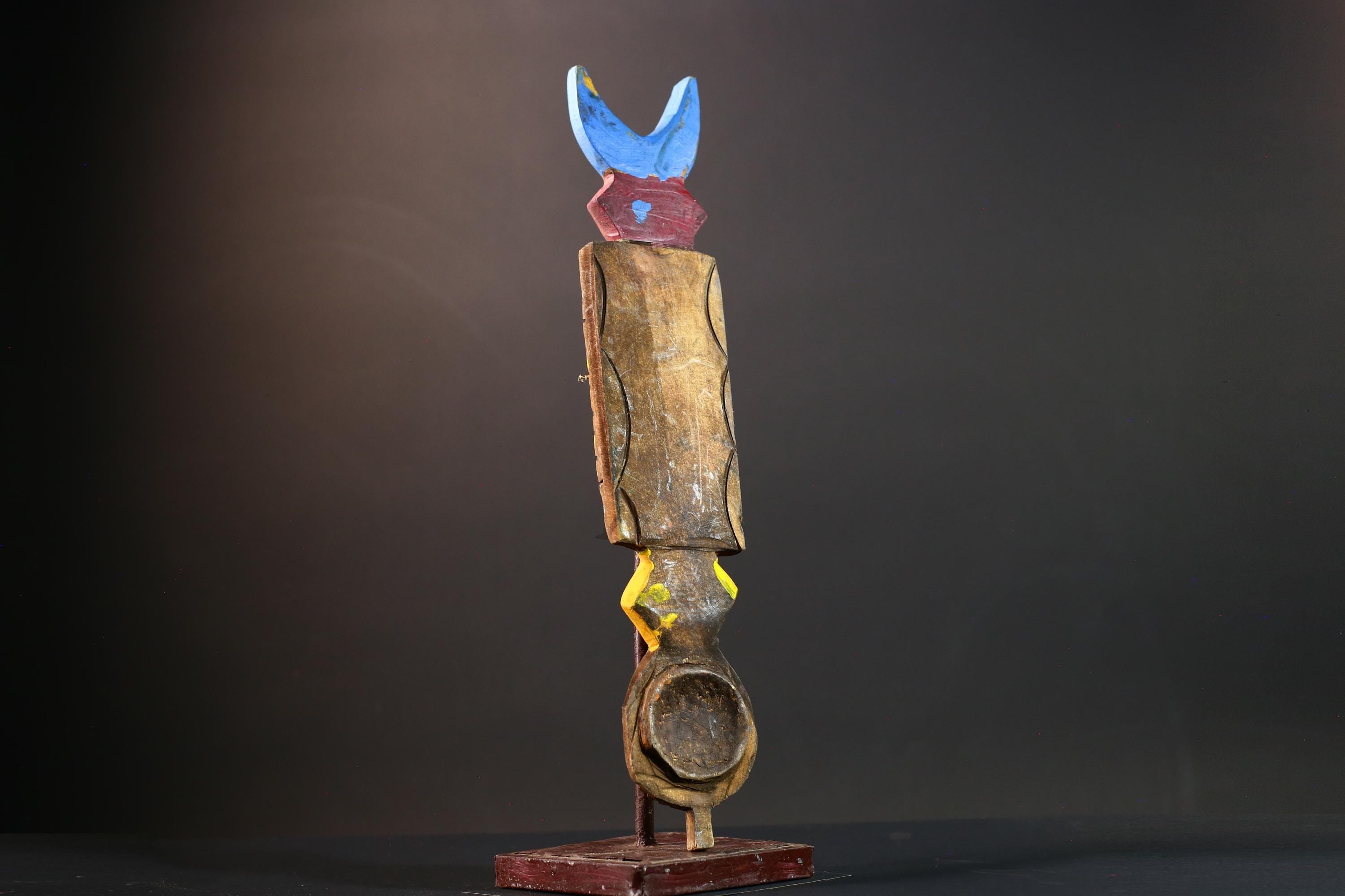 African wall mask tribal sun art Bwa spirit mask geometric wood decor African handmade wall sculpture Burkina Faso piece-G5426