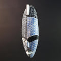 African tribal wall mask Kwele face art blue black carved wood decor handmade African spirit mask wall sculpture Gabon art-G5427