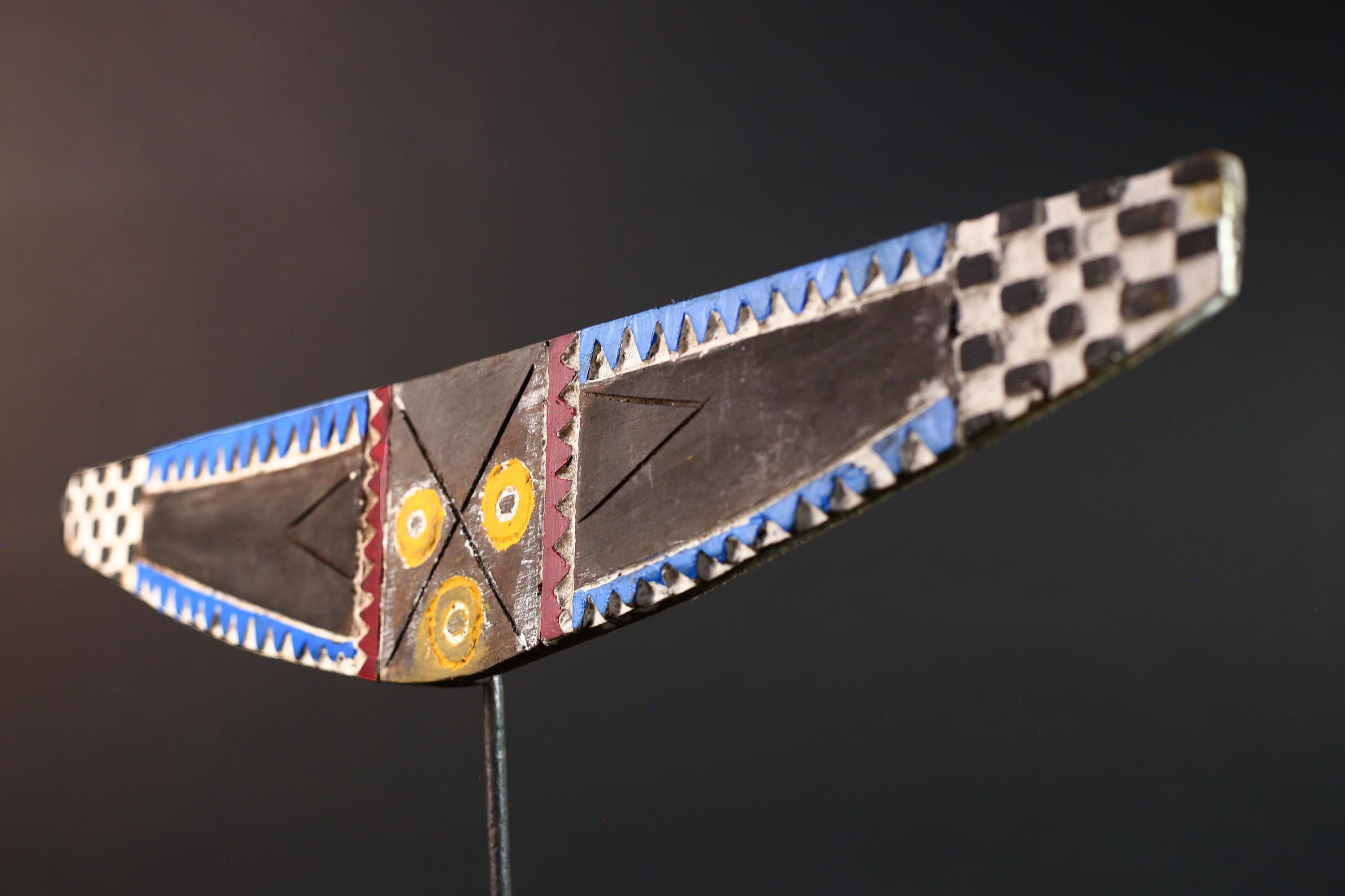 African tribal plank mask Bwa sun eye wall art geometric spirit mask wood carving Burkina Faso wall decor sculpture handmade-G5428