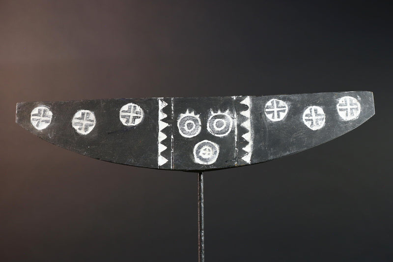 African wall mask Bwa plank spirit carving with white symbols tribal wood sculpture Burkina Faso ceremonial art decor handmade-G5432