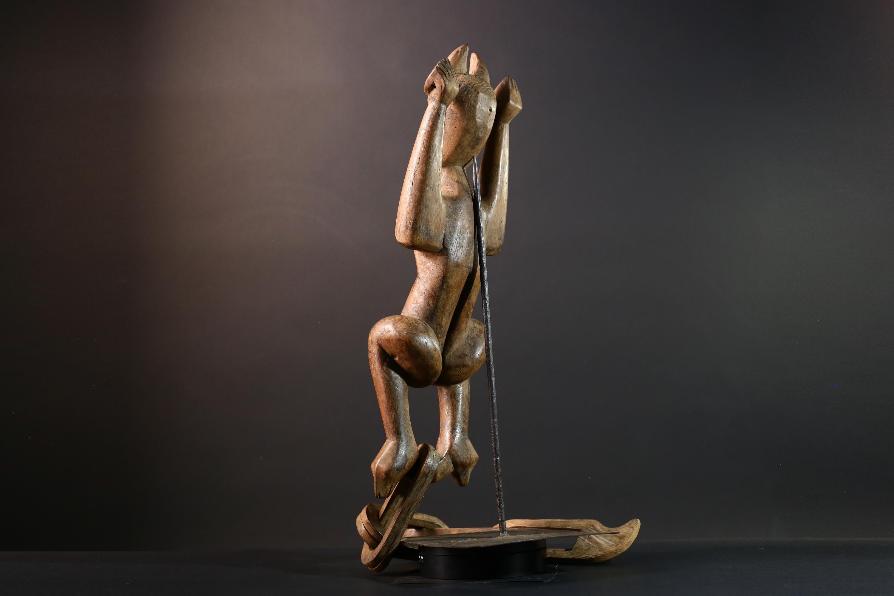 African wood sculpture Yaka figure chained carving tribal statue African carving art authentic African handmade collectible piece- G5442