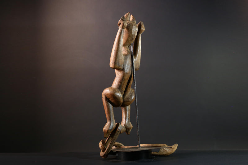 African wood sculpture Yaka figure chained carving tribal statue African carving art authentic African handmade collectible piece- G5442
