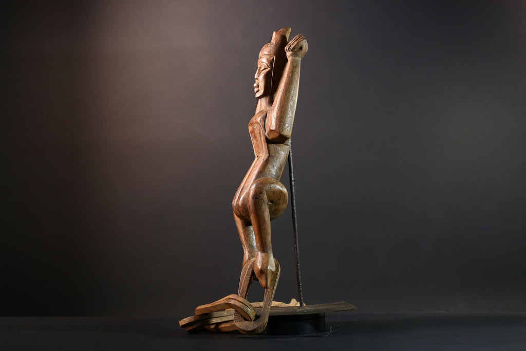 African wood sculpture Yaka figure chained carving tribal statue African carving art authentic African handmade collectible piece- G5442