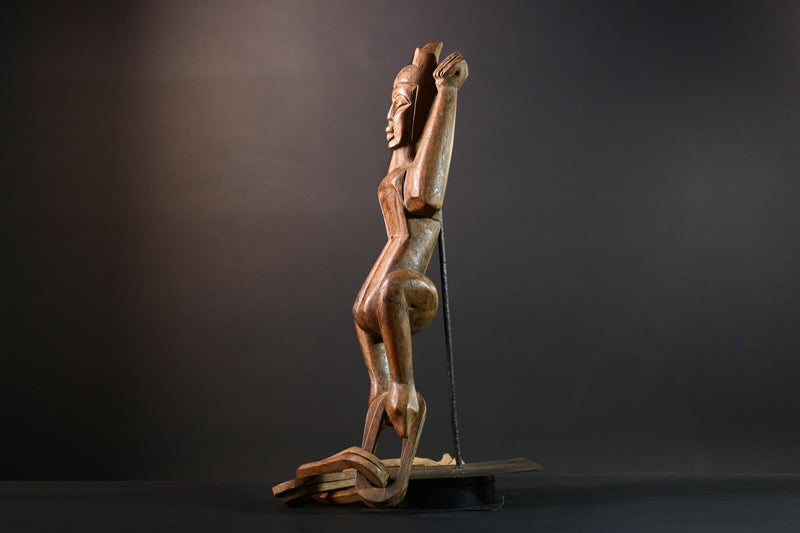 African wood sculpture Yaka figure chained carving tribal statue African carving art authentic African handmade collectible piece- G5442