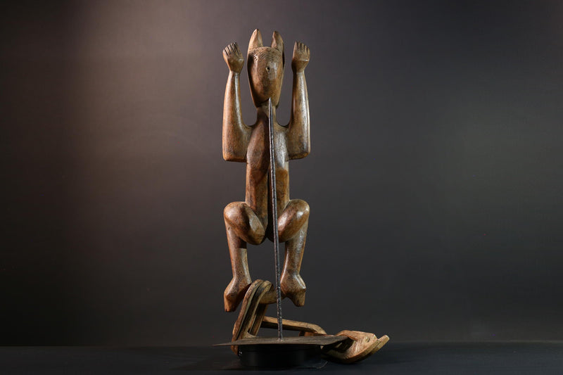 African wood sculpture Yaka figure chained carving tribal statue African carving art authentic African handmade collectible piece- G5442