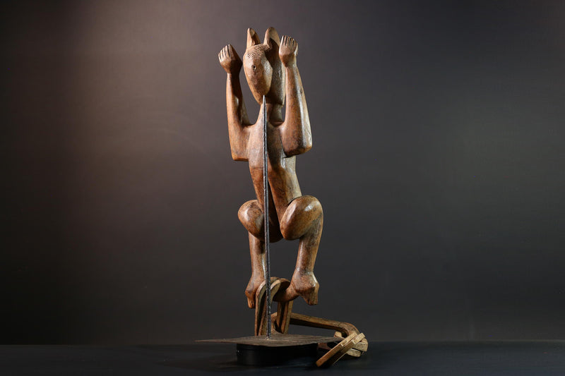 African wood sculpture Yaka figure chained carving tribal statue African carving art authentic African handmade collectible piece- G5442