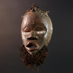 african tribal mask dan carved wood face beard wall hanging spiritual art african mask handmade west african tribal decor carving-G5443