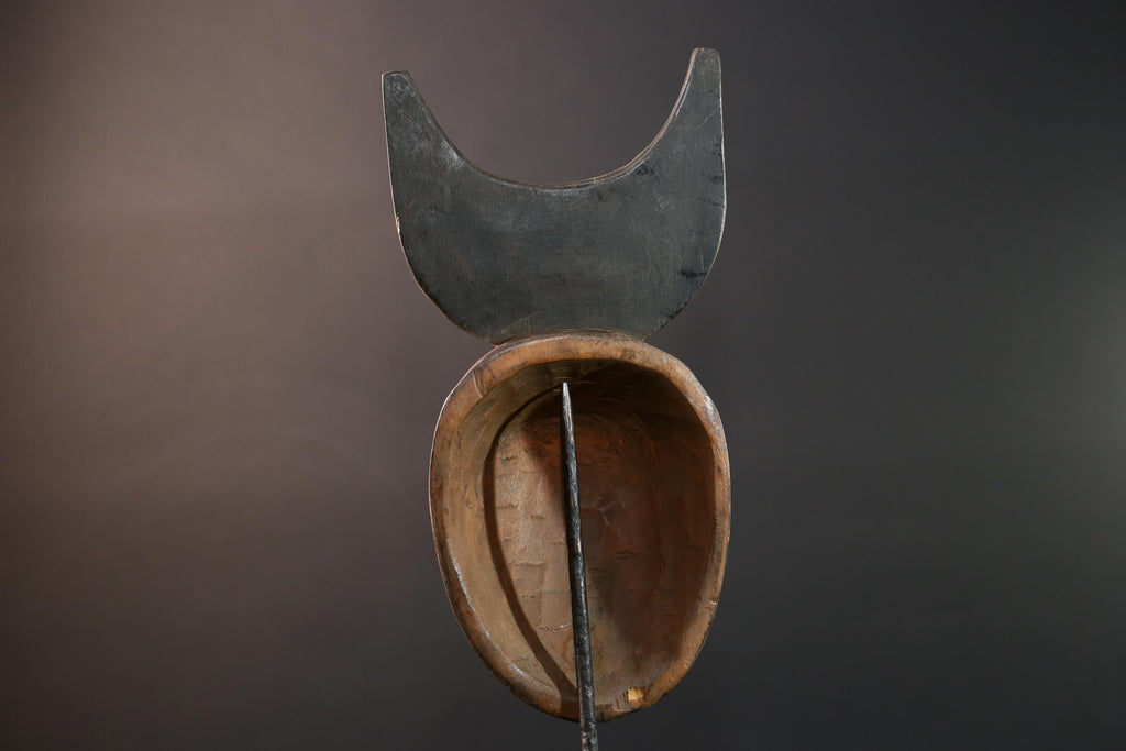african wall mask bwa moon carving spirit face decor tribal wood art handpainted ritual object west african folk sculpture display-G5447