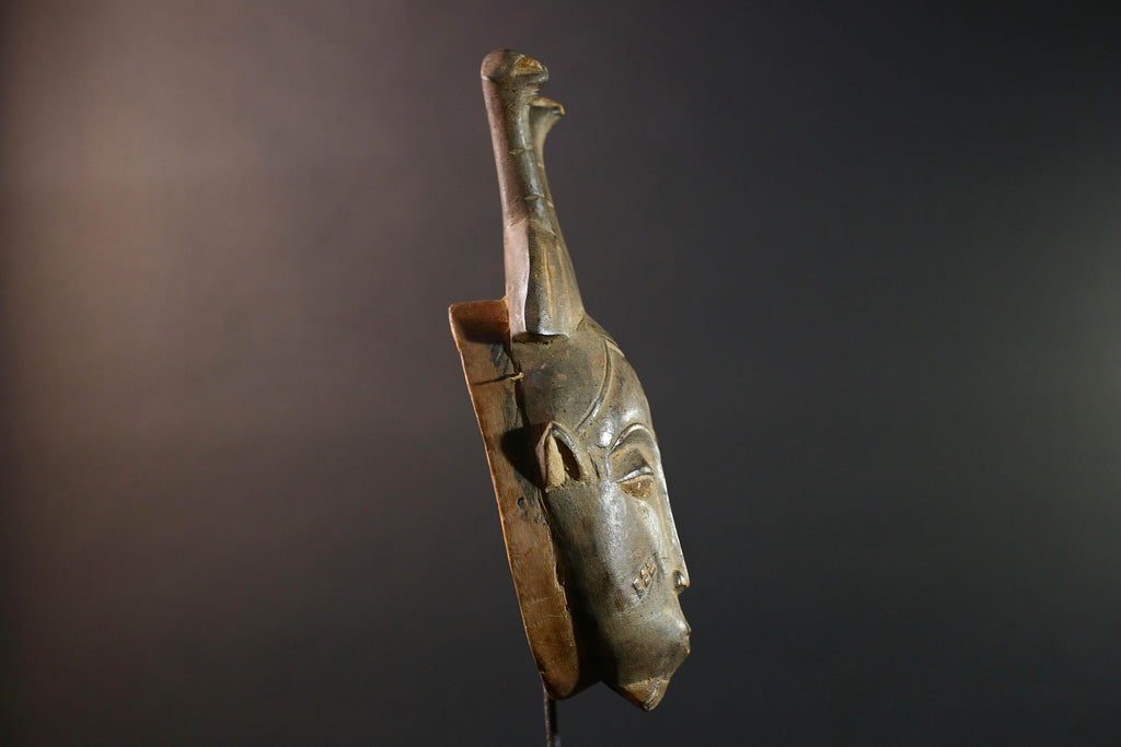 baule kpelie mask african wood carving tribal female spirit face sculpture ivory coast art traditional wall decor handcarved figure- G5452