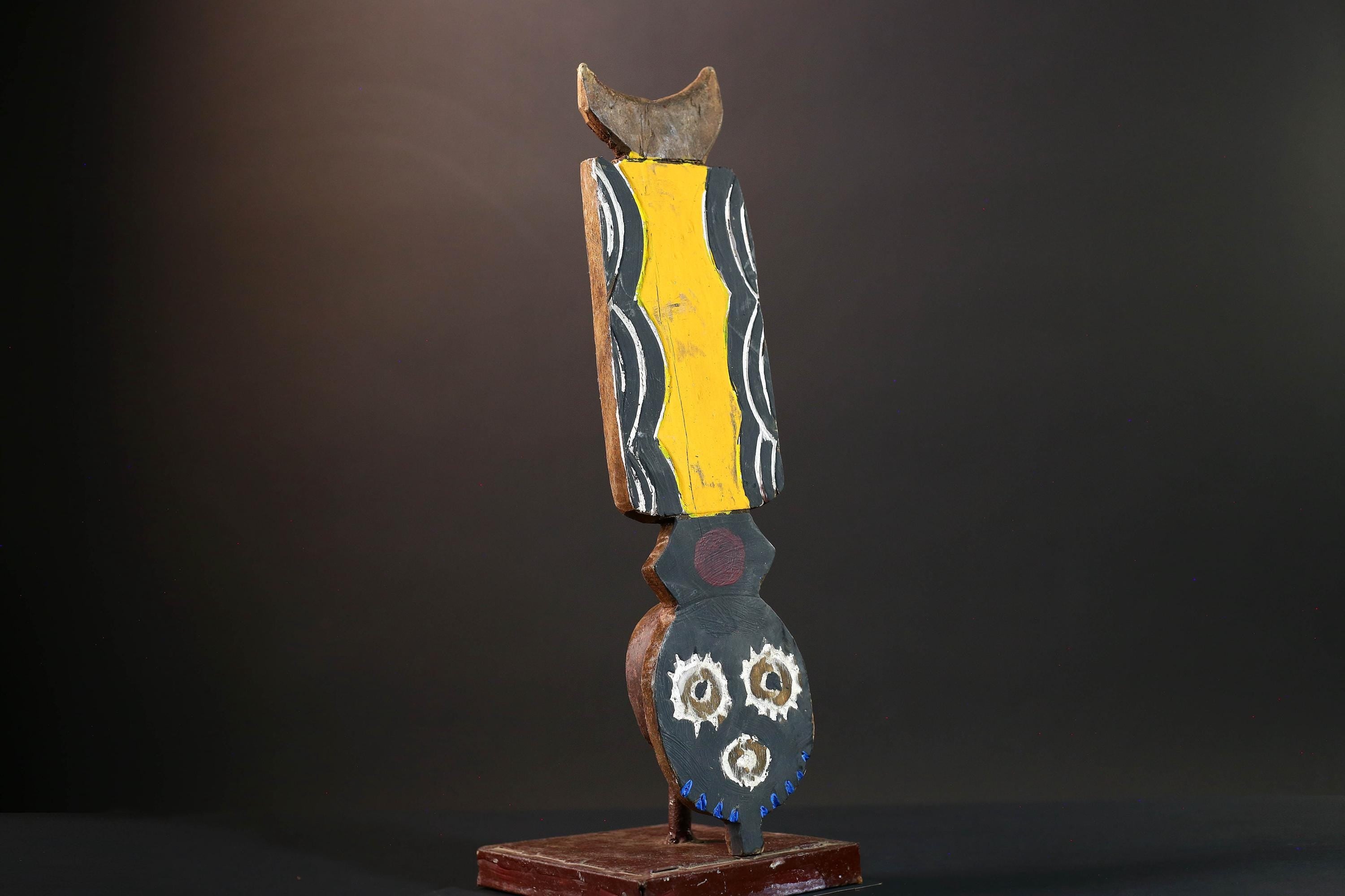 bwa plank mask african tribal wall carving painted geometric spirit wood decor burkina faso mask fertility totem tall ceremonial icon-G5453
