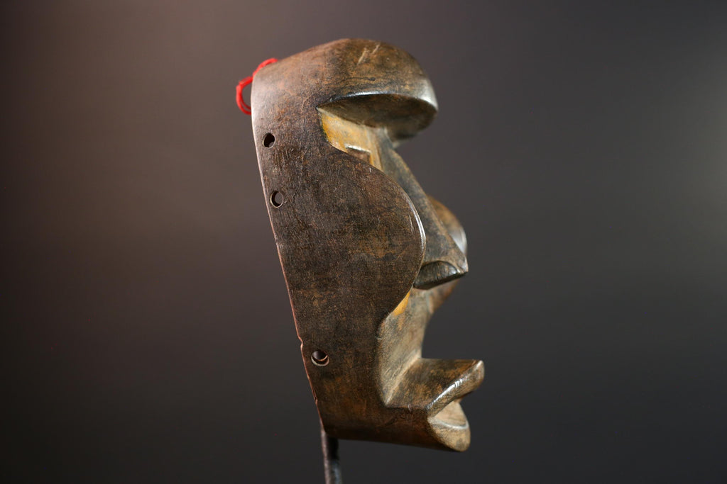 dan mask african carved wood tribal wall face sculpture liberia ivory coast spirit figure traditional mask decor handmade object-G5454