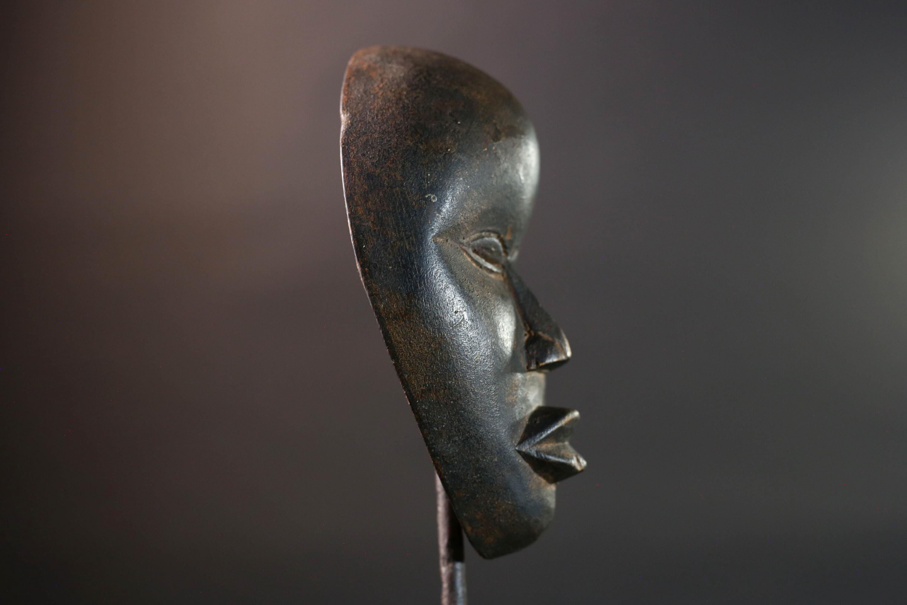 African Dan mask tribal african wall mask carved dark wood face spirit mask Liberia initiation mask art minimalist african decor  G5459