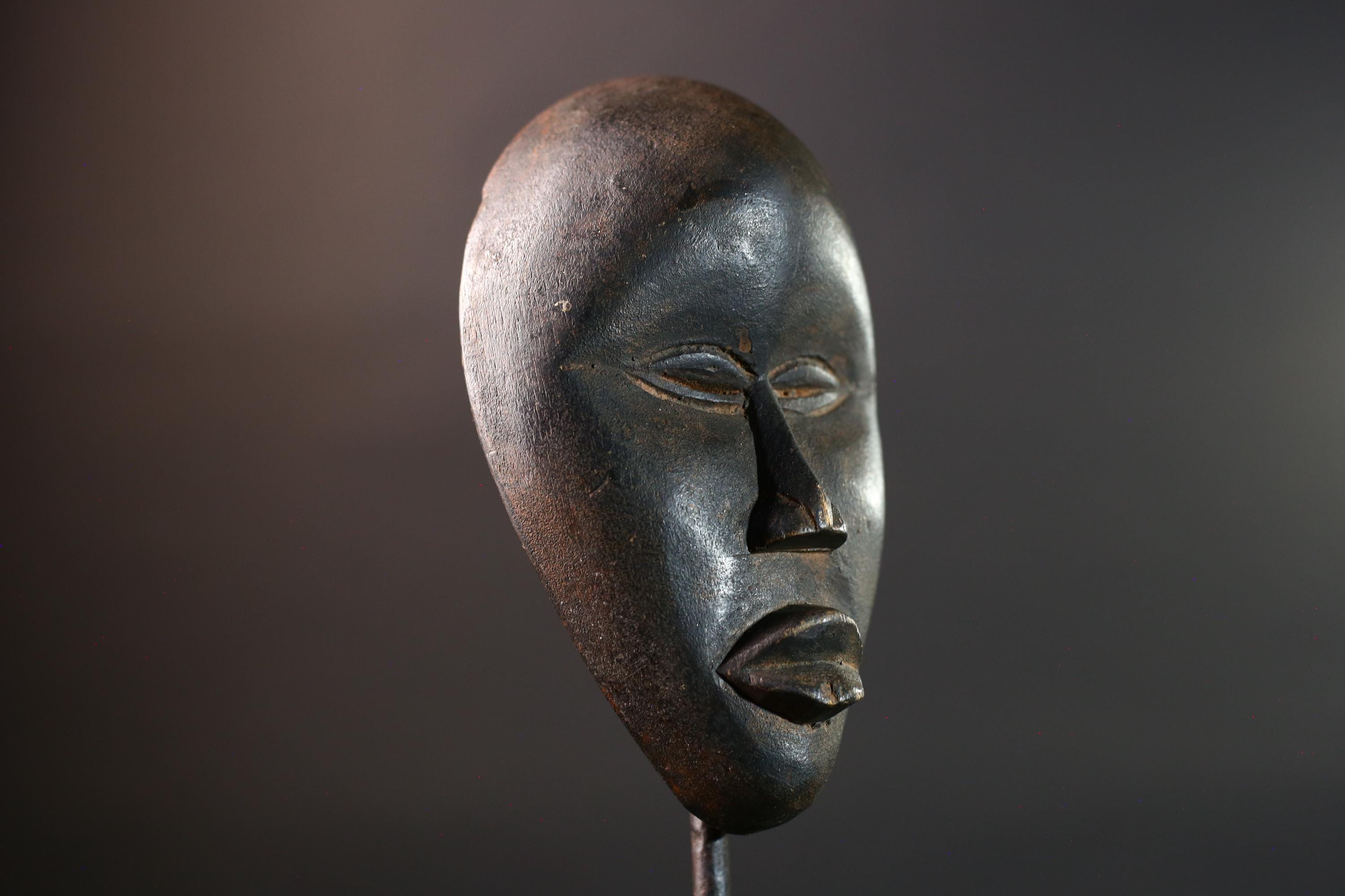 African Dan mask tribal african wall mask carved dark wood face spirit mask Liberia initiation mask art minimalist african decor  G5459