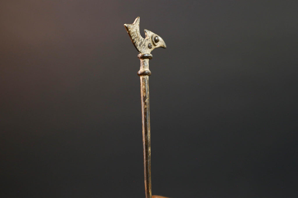 African bronze bird weight akan gold measure tribal figurine small sculpture carved totem ghana bronze art west african heritage  G5463
