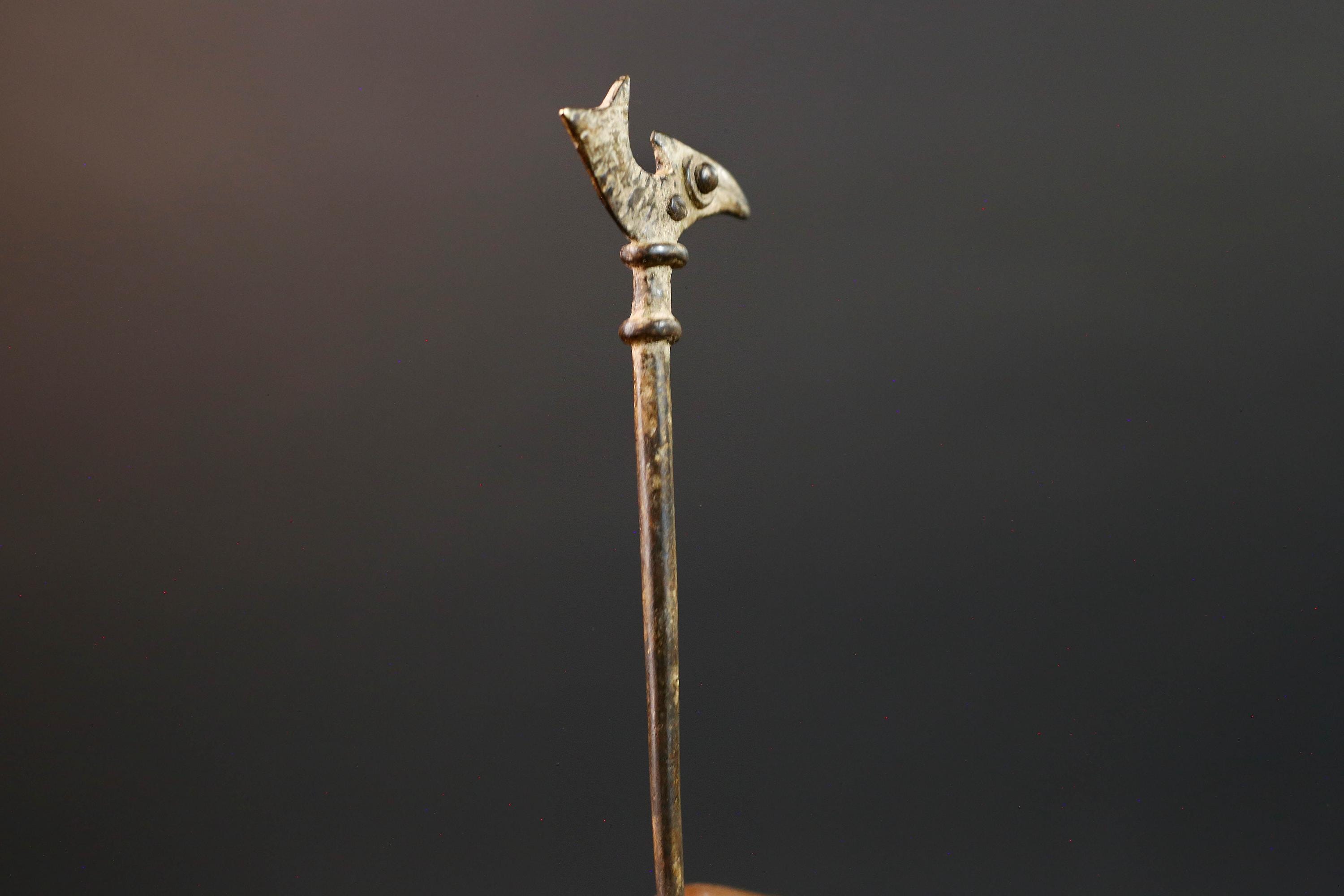 African bronze bird weight akan gold measure tribal figurine small sculpture carved totem ghana bronze art west african heritage  G5463