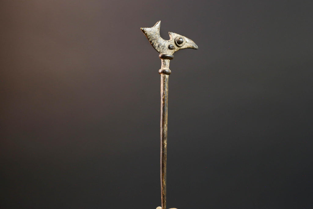 African bronze bird weight akan gold measure tribal figurine small sculpture carved totem ghana bronze art west african heritage  G5463
