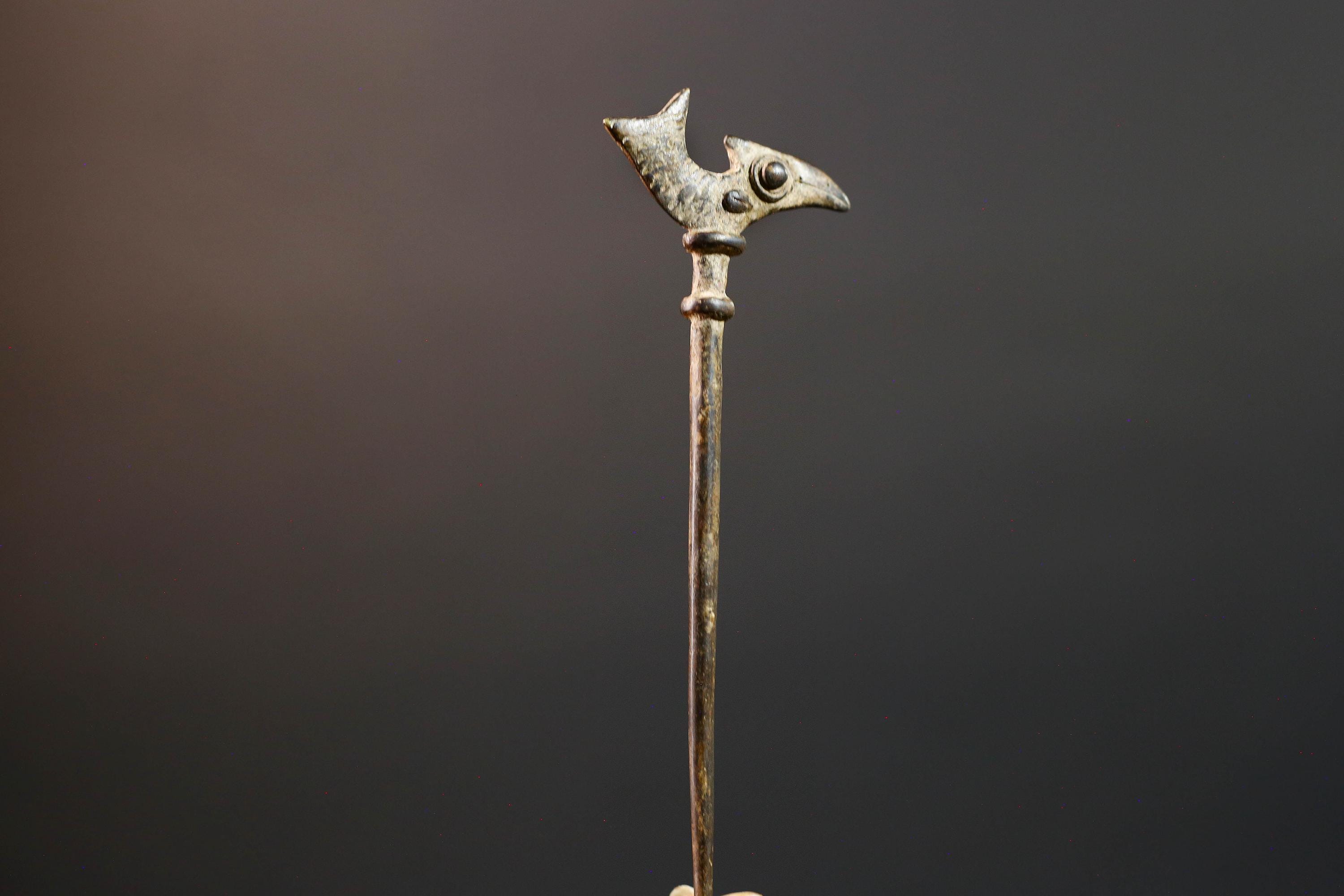 African bronze bird weight akan gold measure tribal figurine small sculpture carved totem ghana bronze art west african heritage  G5463