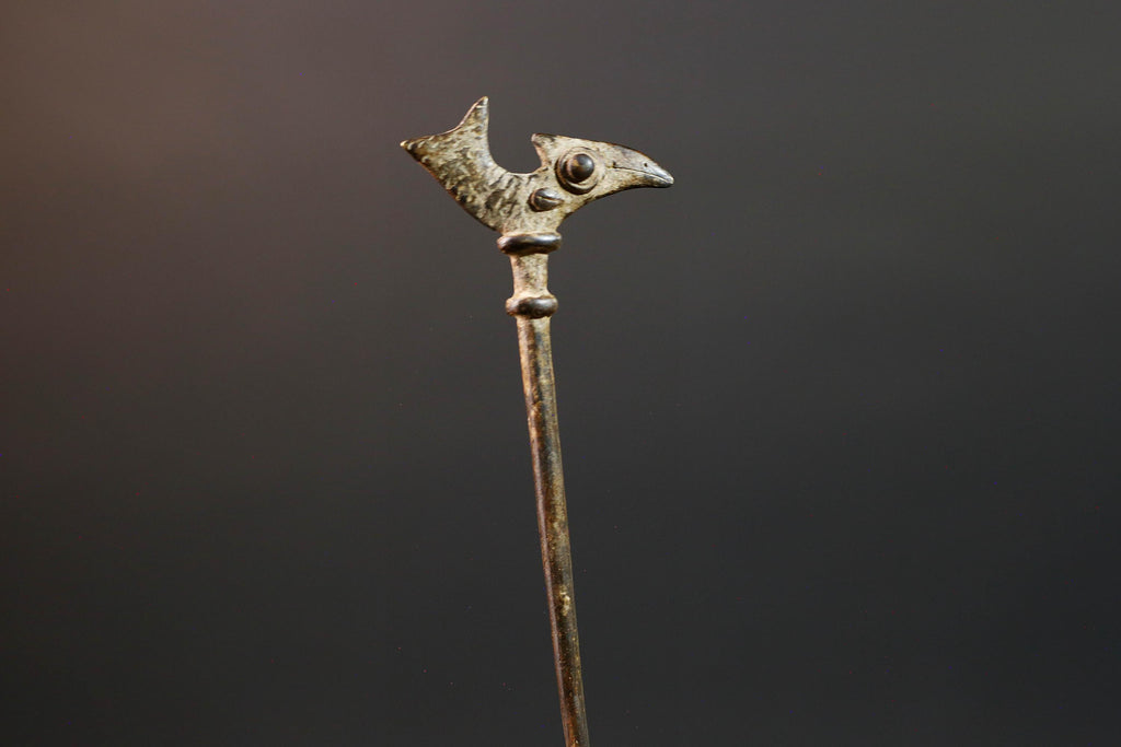 African bronze bird weight akan gold measure tribal figurine small sculpture carved totem ghana bronze art west african heritage  G5463