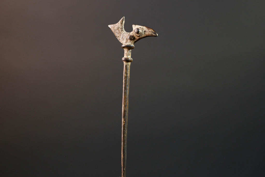 African bronze bird weight akan gold measure tribal figurine small sculpture carved totem ghana bronze art west african heritage  G5463