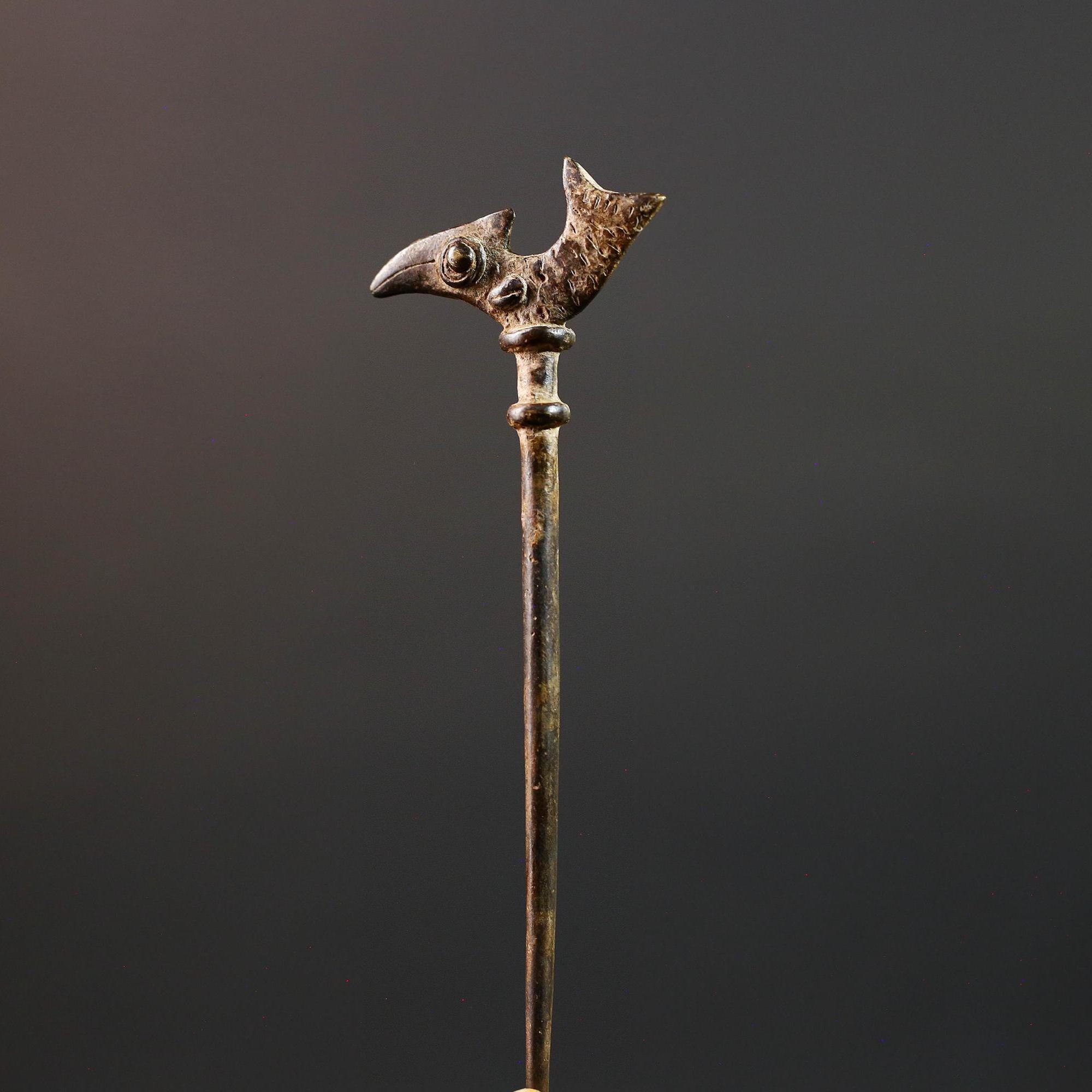 African bronze bird weight akan gold measure tribal figurine small sculpture carved totem ghana bronze art west african heritage  G5463